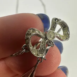Christian Dior Letter “D” Y-Drop Silver Tone Rhinestone Pendant Necklace thumbnail 3
