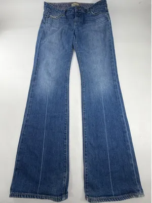 Paige Premium Denim Laurel Canyon Flare Jeans Blue Embroidered Rose Low Rise 31 thumbnail 1