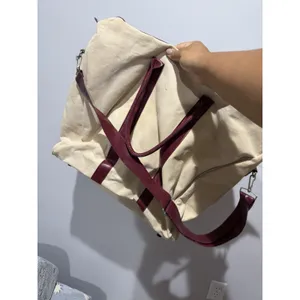 Carolina Herrera Canvas Leather Trim Tote Bag Beige Shopper Travel Bag P thumbnail 10