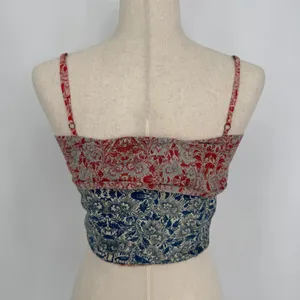 CAROLINA K Sienna Top Medium Multicolor Floral Boho Festival Tie Front Crop Tank thumbnail 8