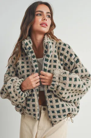 Boutique Checkered Sherpa Jacket thumbnail 1