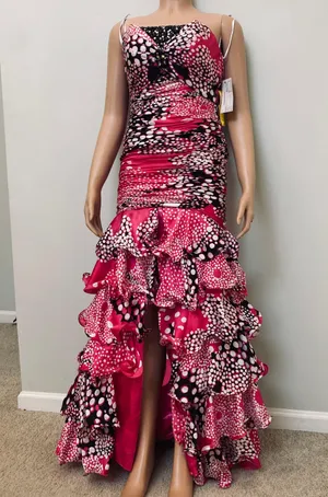 Alyce Ruffle strapless prom party gorgeous dress thumbnail 3