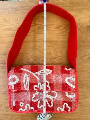 On 34th Viral Beaded Floral Handbag Made In India Red And White Design thumbnail 11