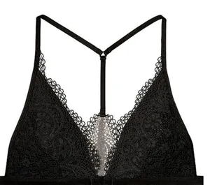 Victoria's Secret L Large Bralette Bra Body By Black Lace Unlined Sheer Mesh thumbnail 1
