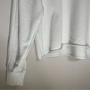 aerie crewneck cropped distressed white athletic sweater cotton blend thumbnail 3