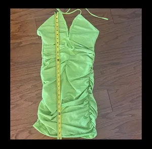 SheIn fluorescent sparkling yellow /green backless dress. Size small thumbnail 6