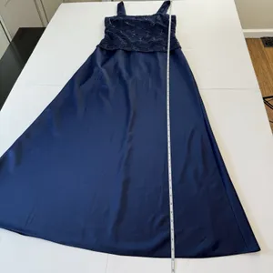 Alex Evenings Navy Blue Lace‎ Glitter Two Piece Jacket Sleeveless Satin Dress 6 thumbnail 11