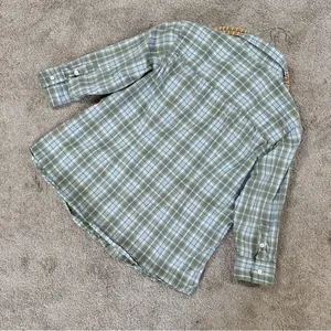Carhartt Women’s Roll Tab 3/4 Sleeve Button Up Shirt Top Plain in Green XL thumbnail 6