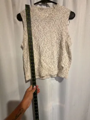 RD Style Knitted Sweater Vest S/P Sleeveless Crew Neck Beige Multicolored Fleck thumbnail 4