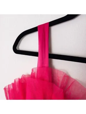 NWT Storia Tulle Tiered Mini Dress M Pink Babydoll Ruffle Satin Strap thumbnail 7