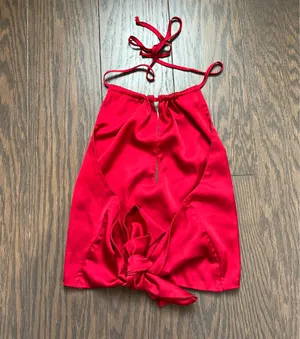 Garage Red Satin Tie Back Halter Top thumbnail 2