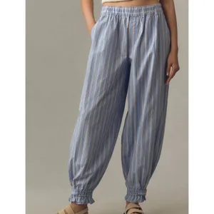 Anthropologie Striped Pajama Pants Women’s Medium Cotton Tencel Balloon Lounge thumbnail 2