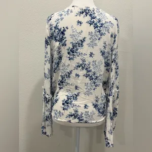 Altar'd State Blue and White Floral Blouse Size S thumbnail 2