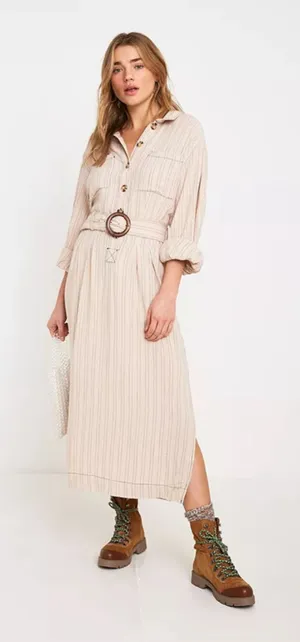 Free People Audrey Stripe Midi Shirtdress Size M thumbnail 1