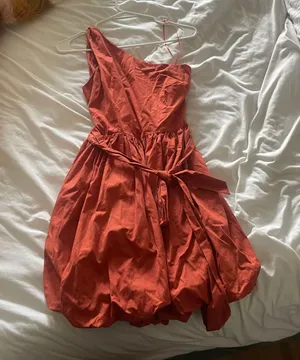 Orange One Shoulder Poplin Dress thumbnail 3