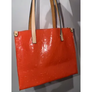 Dooney & Bourke Acrylic Plastic Jelly Vintage Monogram Tote Orange Leather Y2K M thumbnail 2