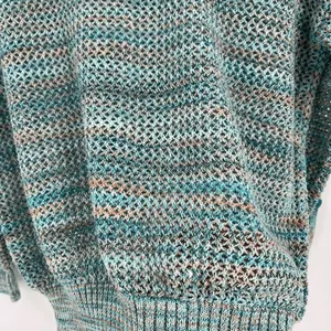 John Paul Richard Women's Beachy Knit Pullover Sweater Green Blue Medium coastal thumbnail 5