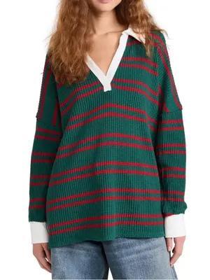 Free People Striped Travis Polo NWT thumbnail 1