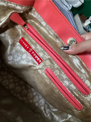 Stylish Navy Patterned Tote with coral Trim Blue thumbnail 8