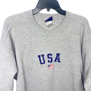 Vintage USA embroidered sweatshirt gray 90s large thumbnail 3