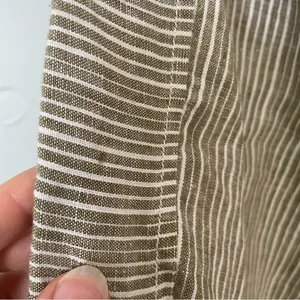 Anthropologie Grey/Beige and White Striped Linen Chinos High-Rise Comfort‎ sz S thumbnail 7