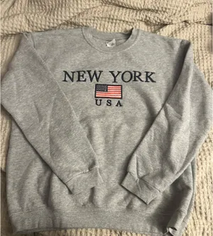 New York Embroidered Crewneck Gray Size M thumbnail 1