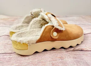 Sorel Sz 7M Tan/Beige Viibe Clog Suede Cozy Slip On Platform Mules thumbnail 1