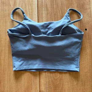 Align Type Tank Top Blue Nulu Cropped Built-in Bra Activewear Womens thumbnail 2