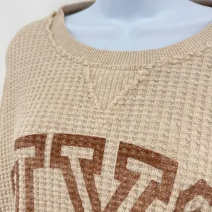 American Eagle Seriously Lived In Waffle Knit Sweatshirt‎ NYC Graphic Tan XS thumbnail 5