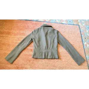 Karee Cropped Blazer Jacket M Brown Print Fitted Button Front Size M thumbnail 7
