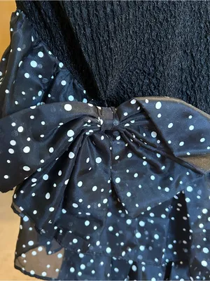 Nuance 80s black textured flamenco style dress chiffon polka dot accents size M thumbnail 5