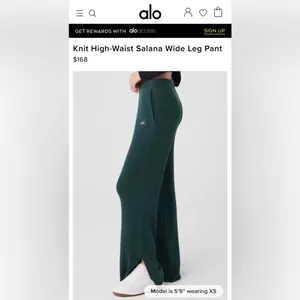 NWT Alo Yoga Knit High Waist Salana Wide Leg Pant Midnight Green Size S thumbnail 2