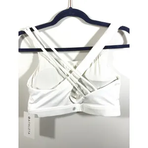 Athleta Train Free Sports Bra White D-DD M Medium Impact Strappy Racerback NWT thumbnail 3