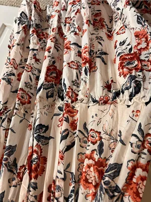 Lucky Brand White Maxi Dress with Red and Navy Floral Print thumbnail 4
