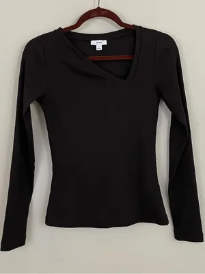REISS Felicity Stretch-Cotton Asymmetric-Neck Top in Chocolate Brown Size Small thumbnail 3