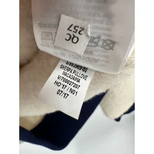 Old‎ Navy Womens Sherpa Pullover Hoodie Cream Navy Blue Medium Teddy Sweatshirt thumbnail 7