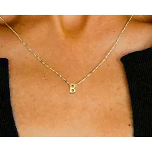 Boutique NEW Women's Letter F Dainty 14k Gold‎ Filled Block Necklace, 16-18” thumbnail 13