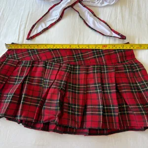 Red Plaid Pleated Mini Skirt Set 🍒 Y2K Schoolgirl Coquette Outfit – Size M (30” Waist) – Brand New thumbnail 2