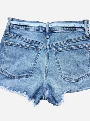 Madewell light wash denim shorts with frayed hem - size 28 thumbnail 2