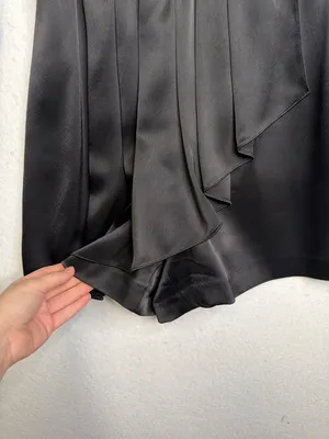 Alice + Olivia Demo Long Sleeve Satin Romper with Ruffle Detail thumbnail 5