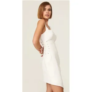 Sexy lace up sz 2 Nicholas white Christina side tie asymmetrical mini dress thumbnail 3