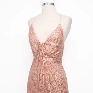 Liv Foster - Rosy‎ Peach Sequin Draped Plunge V-Neck Mini Dress thumbnail 12