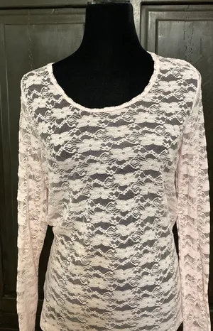 Derek Heart lace soft pink longsleeves top Large thumbnail 5