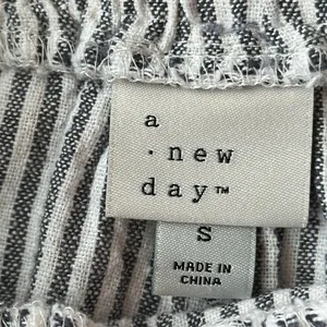 A new day stripped cropped linen blend drawstring pants with pockets size S thumbnail 5