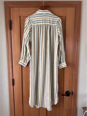 Easel Long Sleeve Striped Button Up Maxi Shirt Dress Women’s Small thumbnail 12
