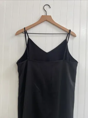A NEW DAY Satin Cami V-Neck Sleeveless Midi Length Slip Dress in Black Size XL thumbnail 7