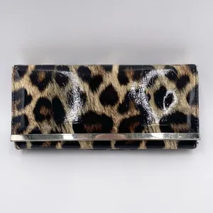 Women's Leopard Print Faux Patent Leather Organizational Foldover Wallet Clutch thumbnail 2