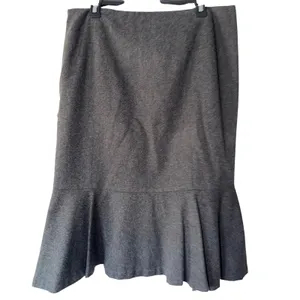 Lauren Ralph Lauren Gray Herringbone Wool‎ Blend Flounce Hem Trumpet Skirt 12 thumbnail 2