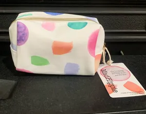 Mad Hippie Mini Cosmetic Bag White Multicolor Dots Travel Makeup Pouch Zip Case thumbnail 1