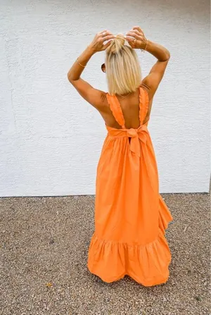 Free People Isabella Maxi Orange Dress thumbnail 2